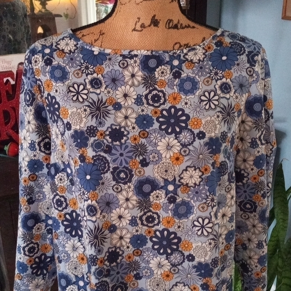 Dalia Blue & Mustard Floral Blouse